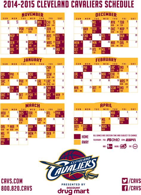 cleveland cavaliers schedule